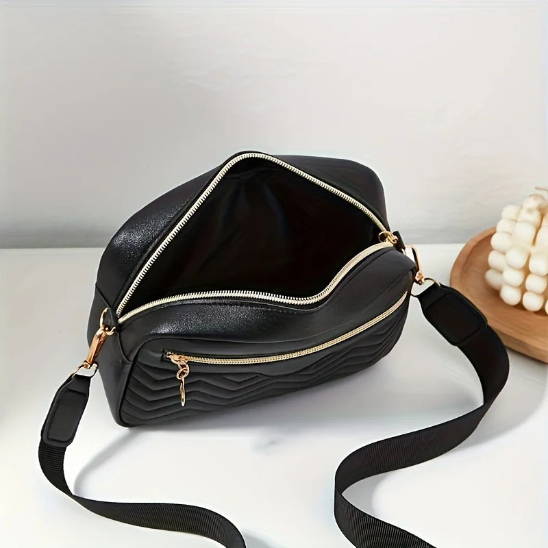 Casual Minimalist Square Shoulder Bag 2-in-1 Set with Mini Hanging Bag