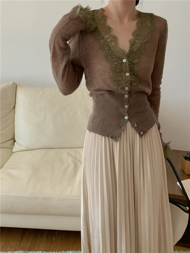 Elegant lace knit cardigan