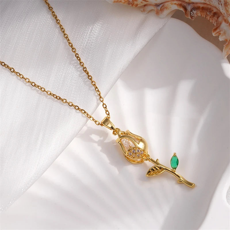 Tulip and Strawberry Pendant Necklace