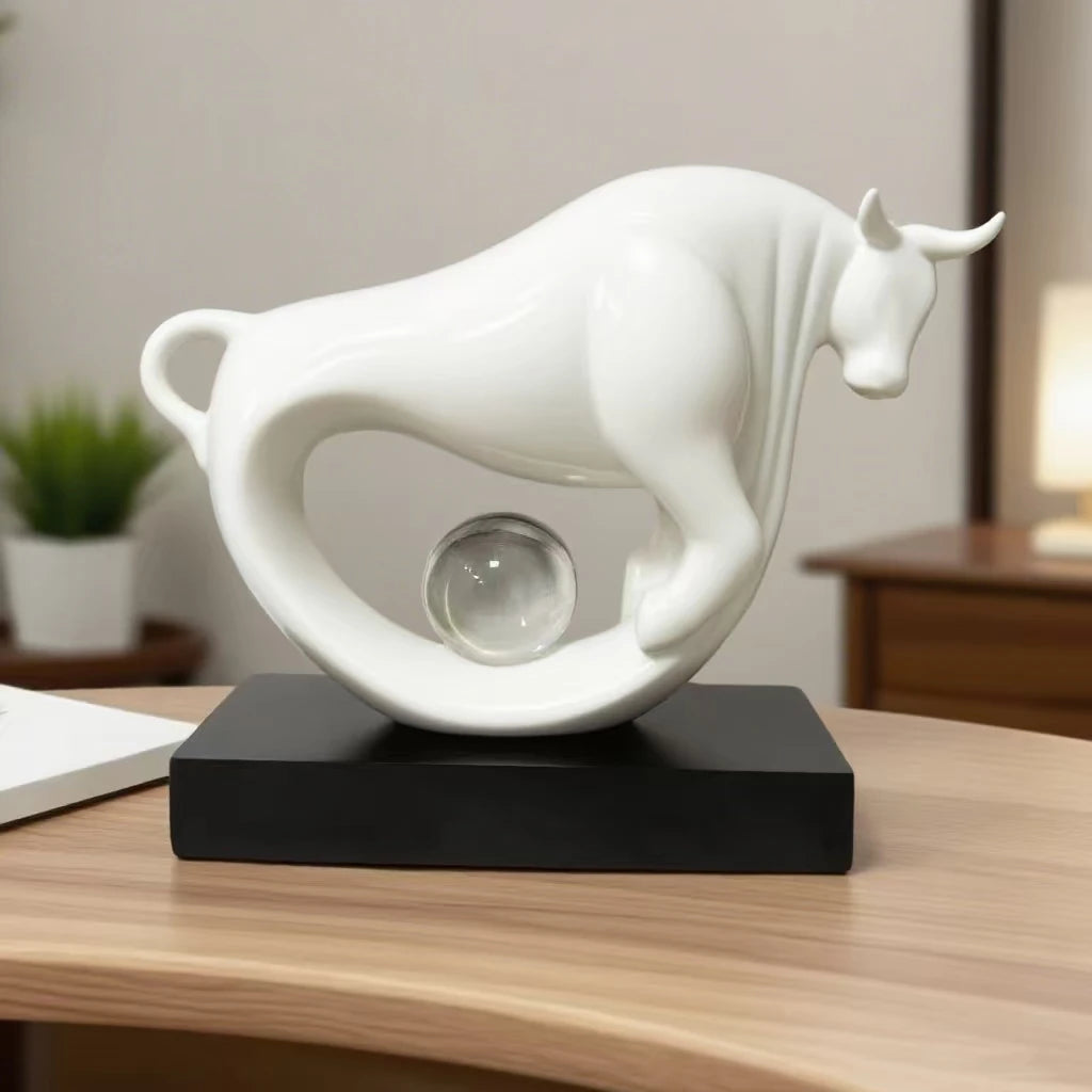 Modern resin cow statue for home and office decoration