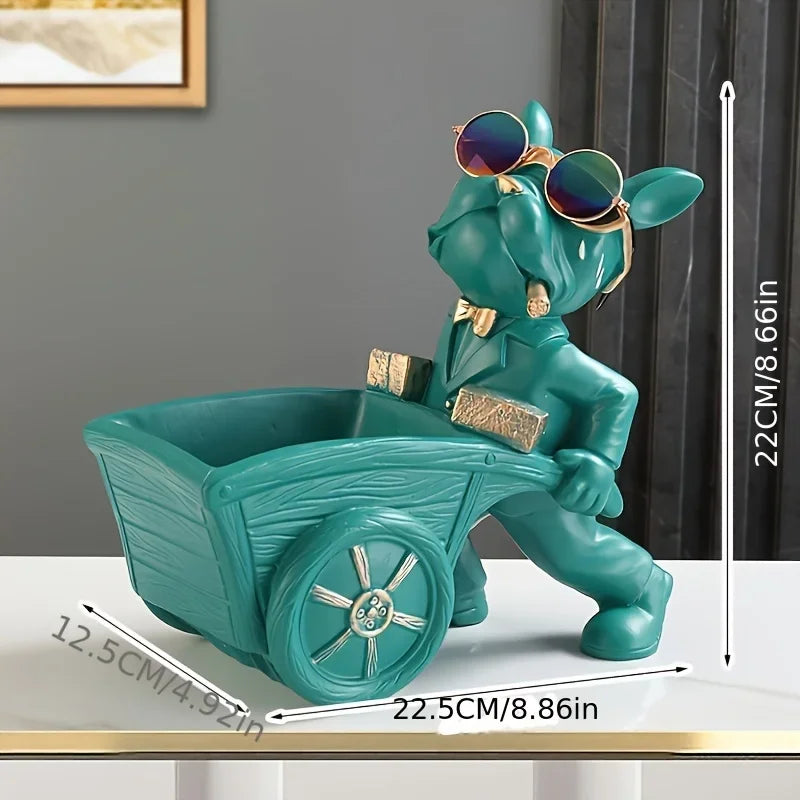 French Bulldog Statue with Wheelbarrow