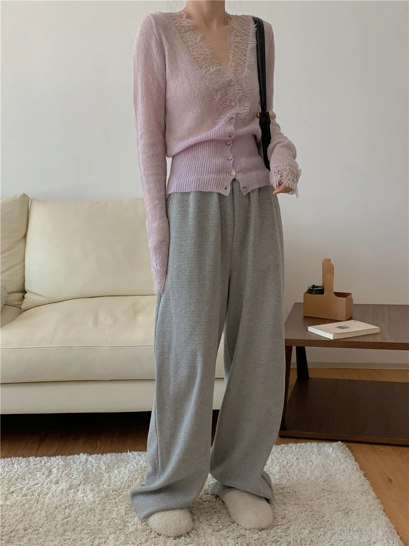 Elegant lace knit cardigan