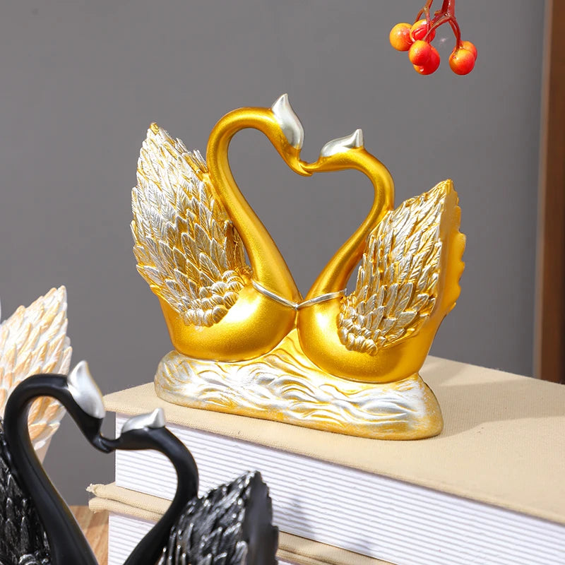 Collectible figurine heart-shaped swan ornament