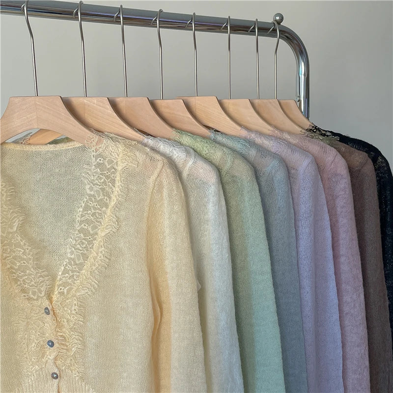 Elegant lace knit cardigan