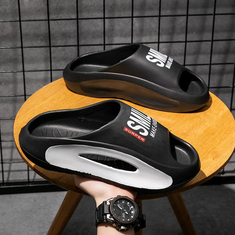 Unisex summer flip flops with thick EVA sole