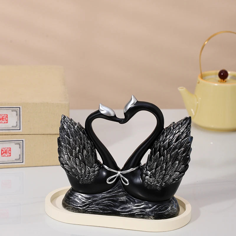 Collectible figurine heart-shaped swan ornament