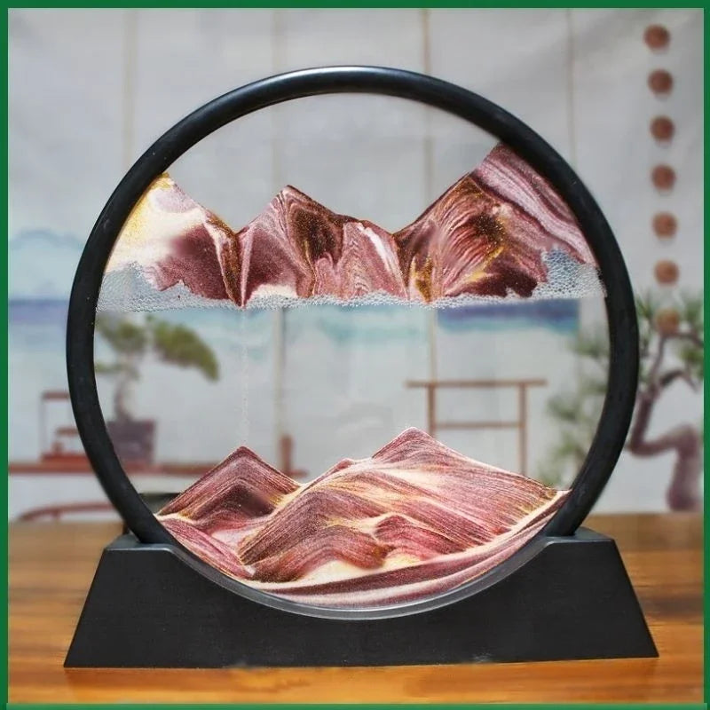 Round Glass Sculpture with Dynamic Landscape