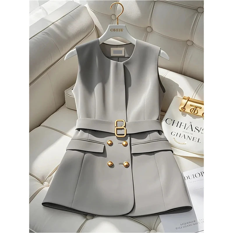 Casual Sleeveless Double Breasted Vest