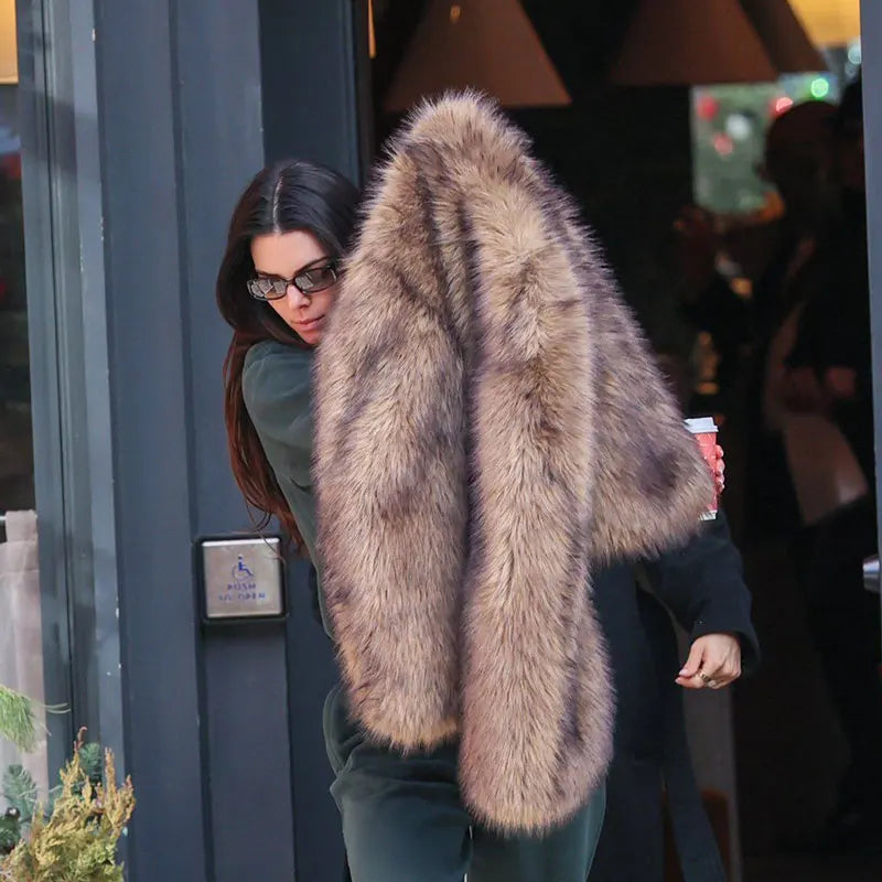 Gardient Luxury Faux Fur Coat