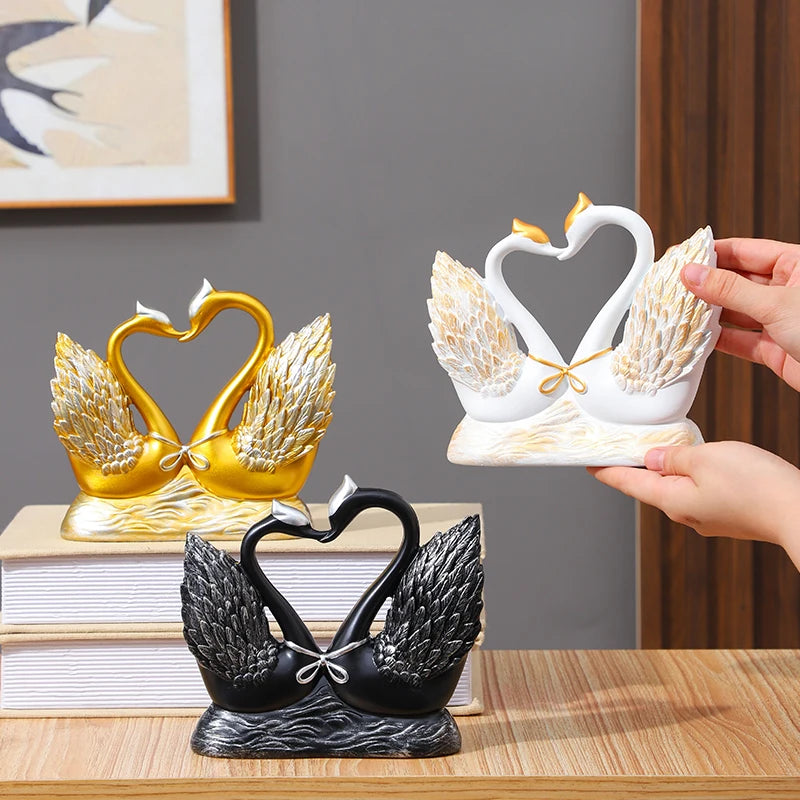 Collectible figurine heart-shaped swan ornament