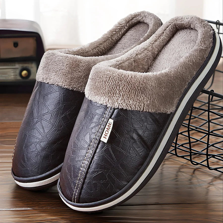 Warm slippers with non-slip TPR rubber sole