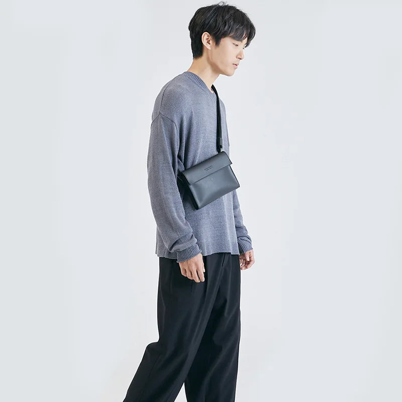 Korean style crossbody bag in durable leather