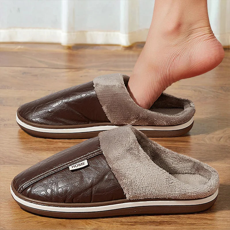 Warm slippers with non-slip TPR rubber sole