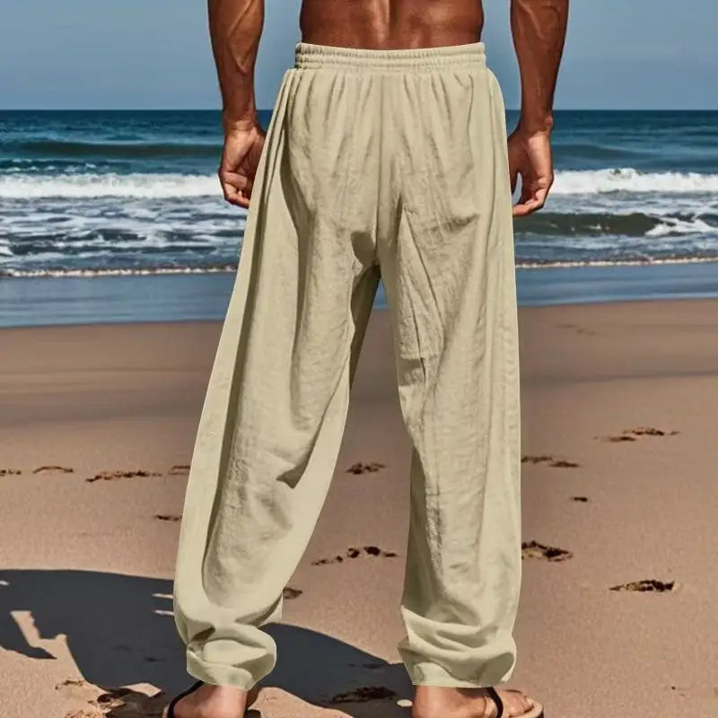 Hawaiian Style Cotton and Linen Trousers Spring and Summer