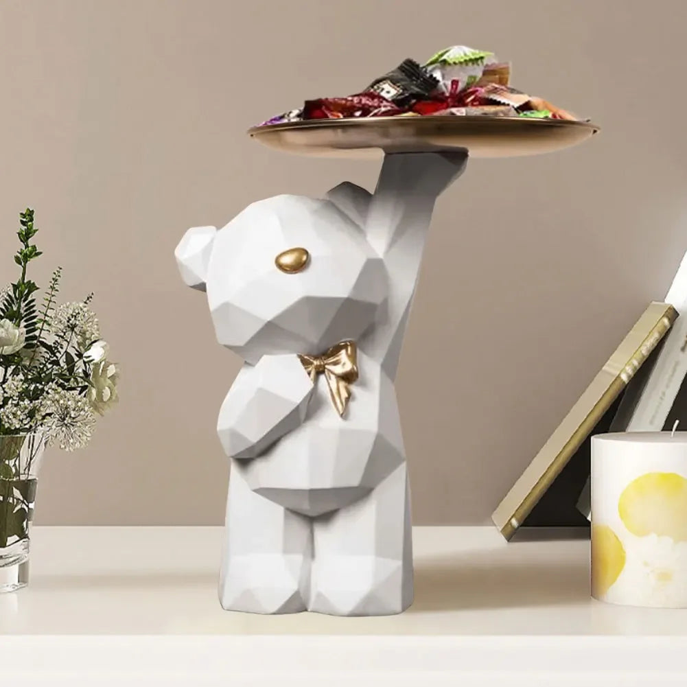 Geometric resin bear statue for table decoration