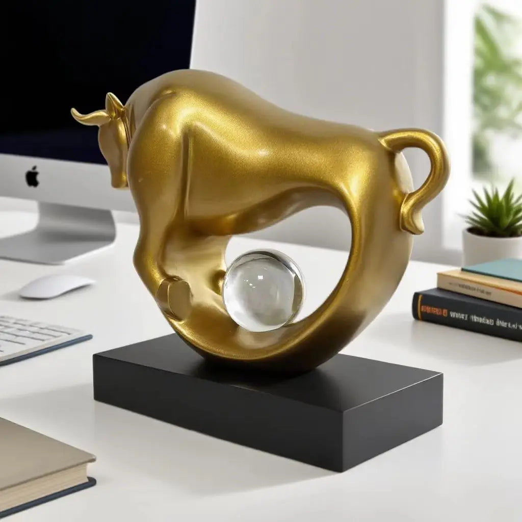 Modern resin cow statue for home and office decoration