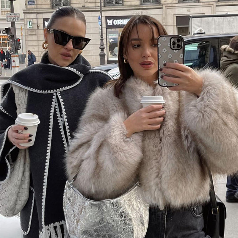 Gardient Luxury Faux Fur Coat