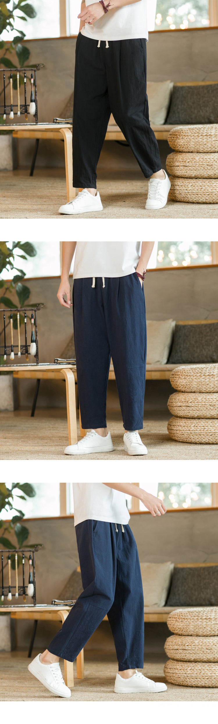 Men's Casual Cotton and Linen Pants
