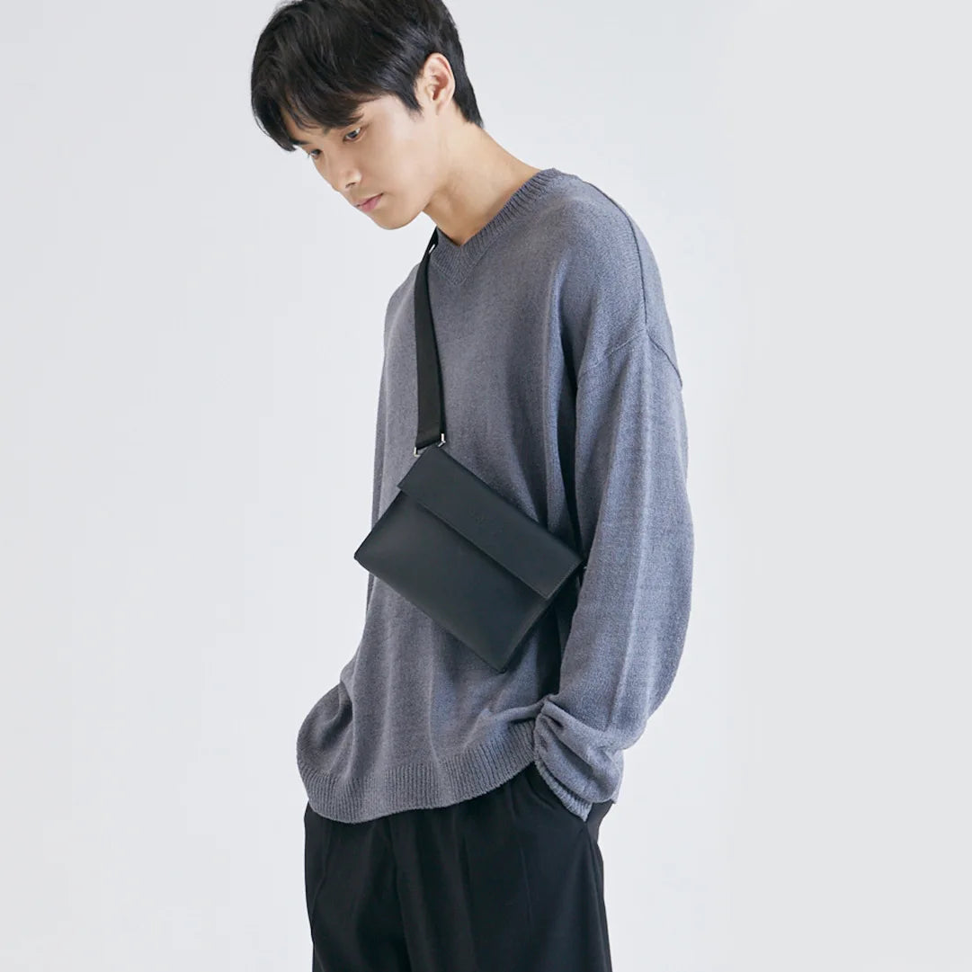 Korean style crossbody bag in durable leather