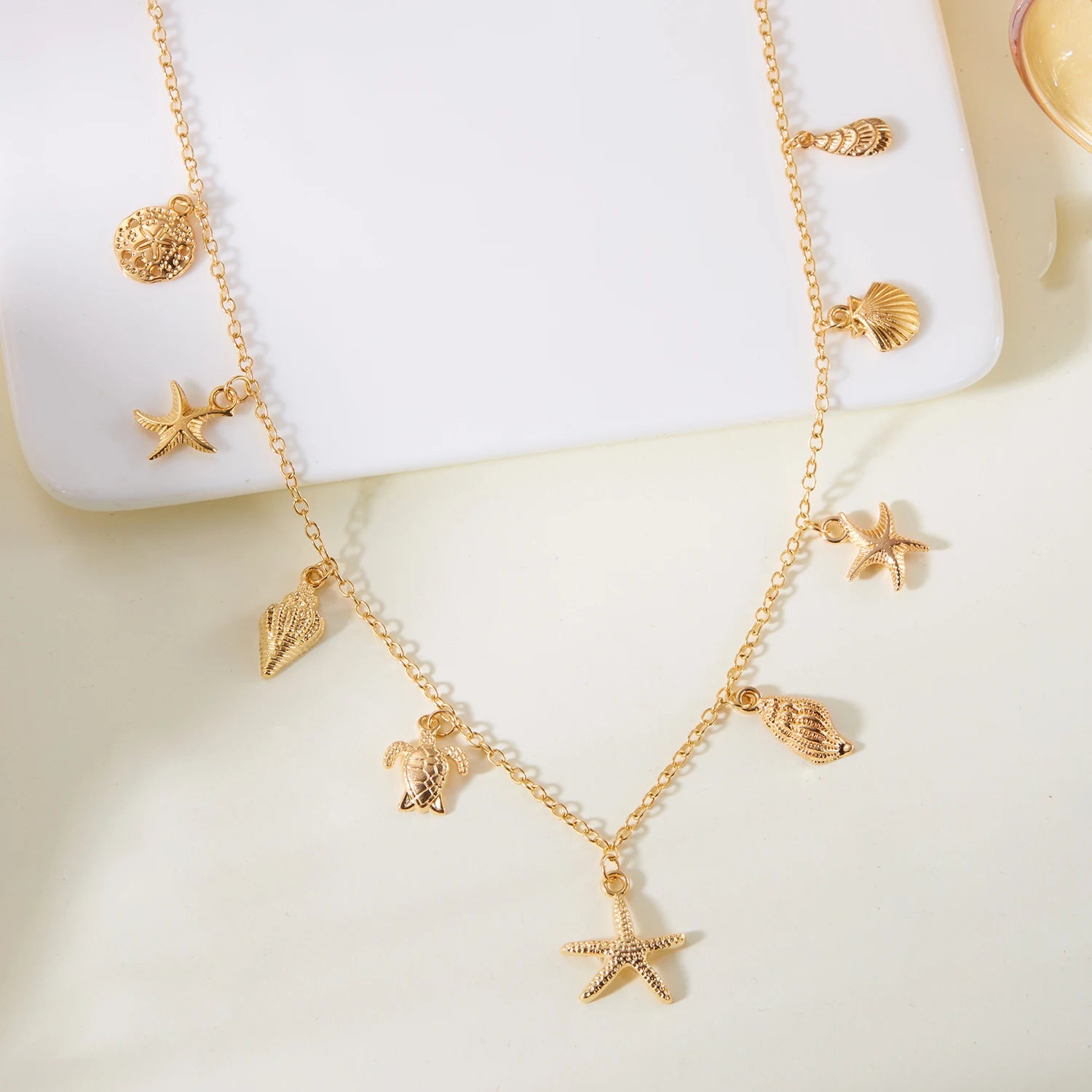 Turtle and Starfish Pendant Necklace