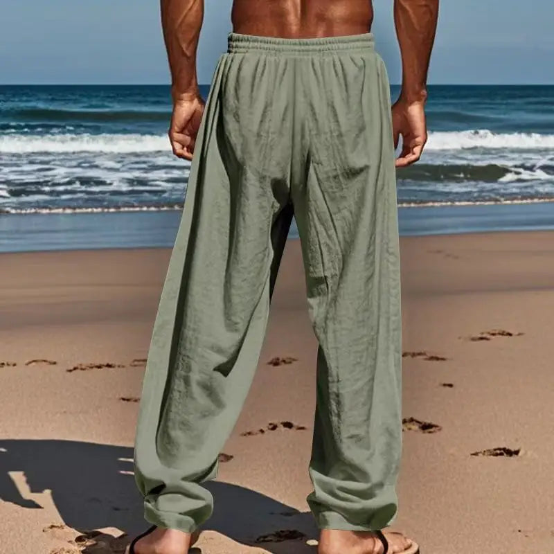 Hawaiian Style Cotton and Linen Trousers Spring and Summer