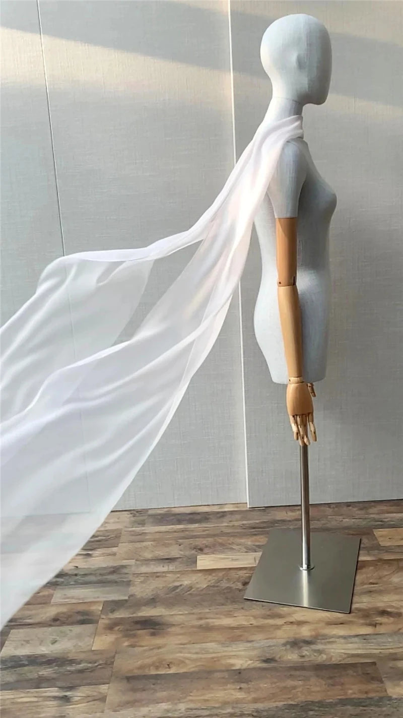 Minimalist long wedding veil with exclusive bow