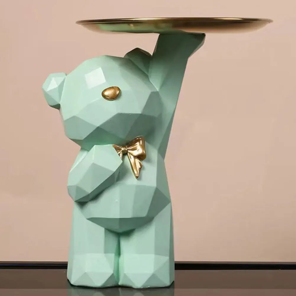 Geometric resin bear statue for table decoration