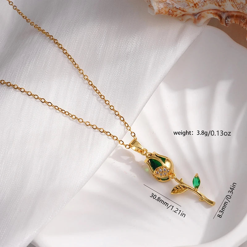 Tulip and Strawberry Pendant Necklace