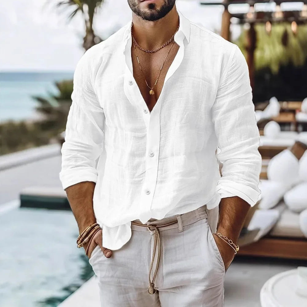 Men's Cotton and Linen Shirt