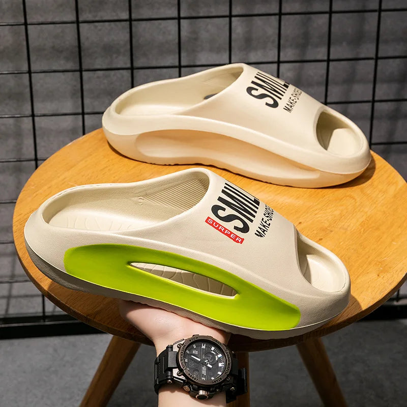 Unisex summer flip flops with thick EVA sole