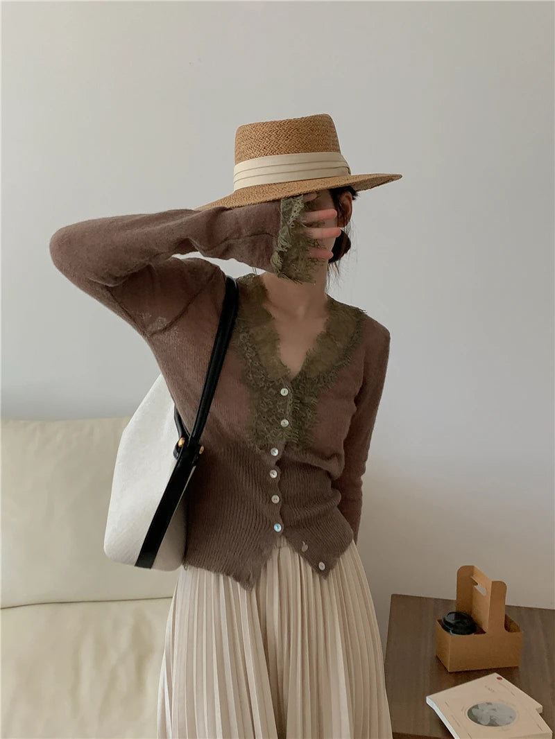 Elegant lace knit cardigan
