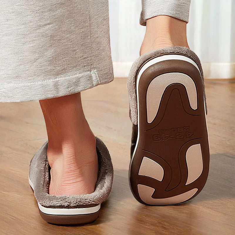 Warm slippers with non-slip TPR rubber sole