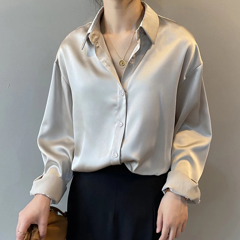 Vintage Satin Button-Down Shirt