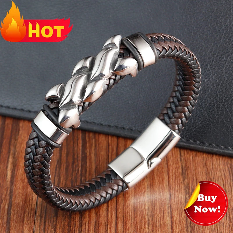 Leather Bracelet with Teeth Totem